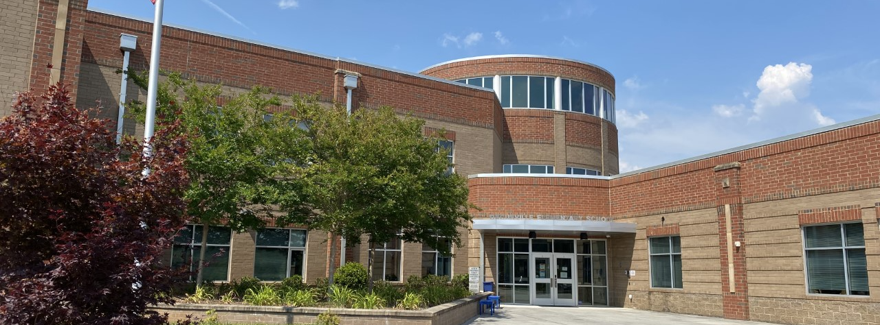 Fall sunset outdoor picture of the school