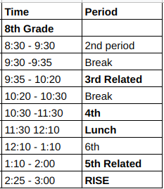 Schedules | Liberty Middle School