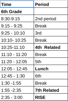 Schedules | Liberty Middle School