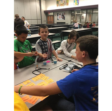 Young students working together at a table