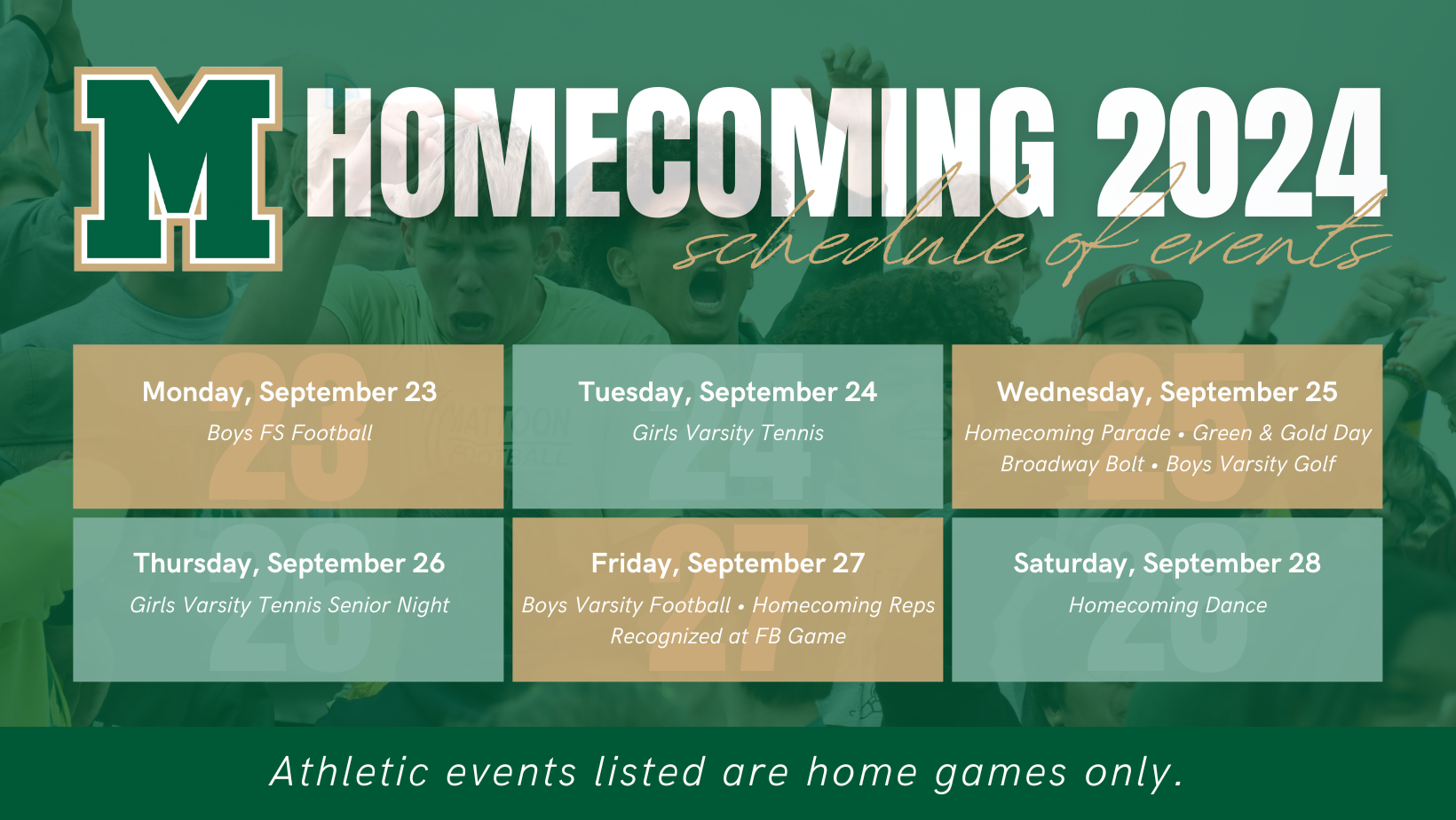 Homecoming Schedule of Events