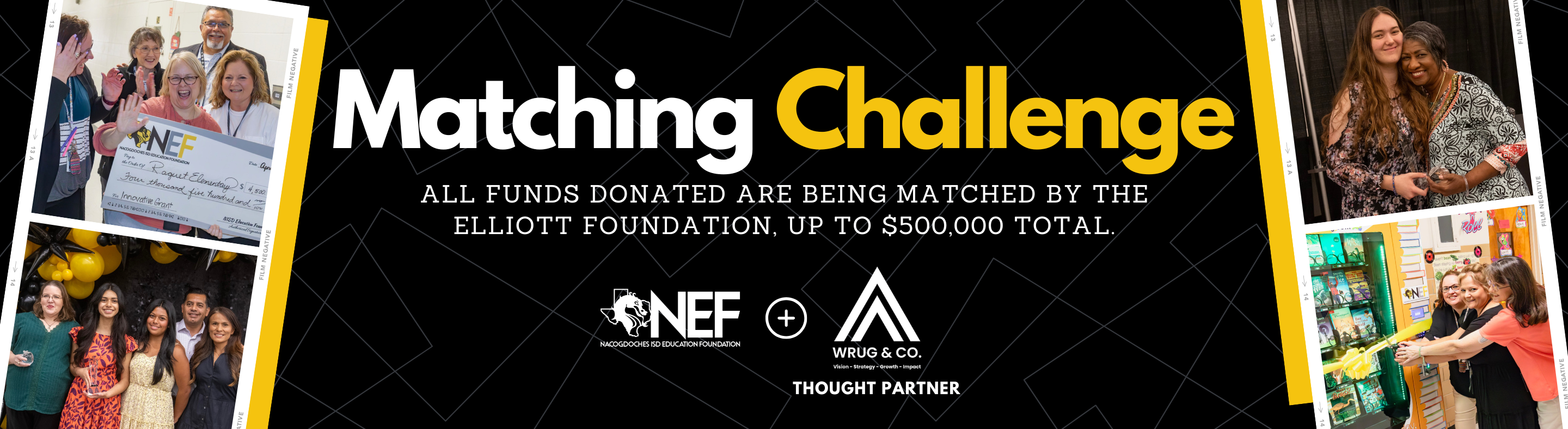 Matching Challenge: all funds donated are being matched by the Elliot Foundation, up to $500,000 total.