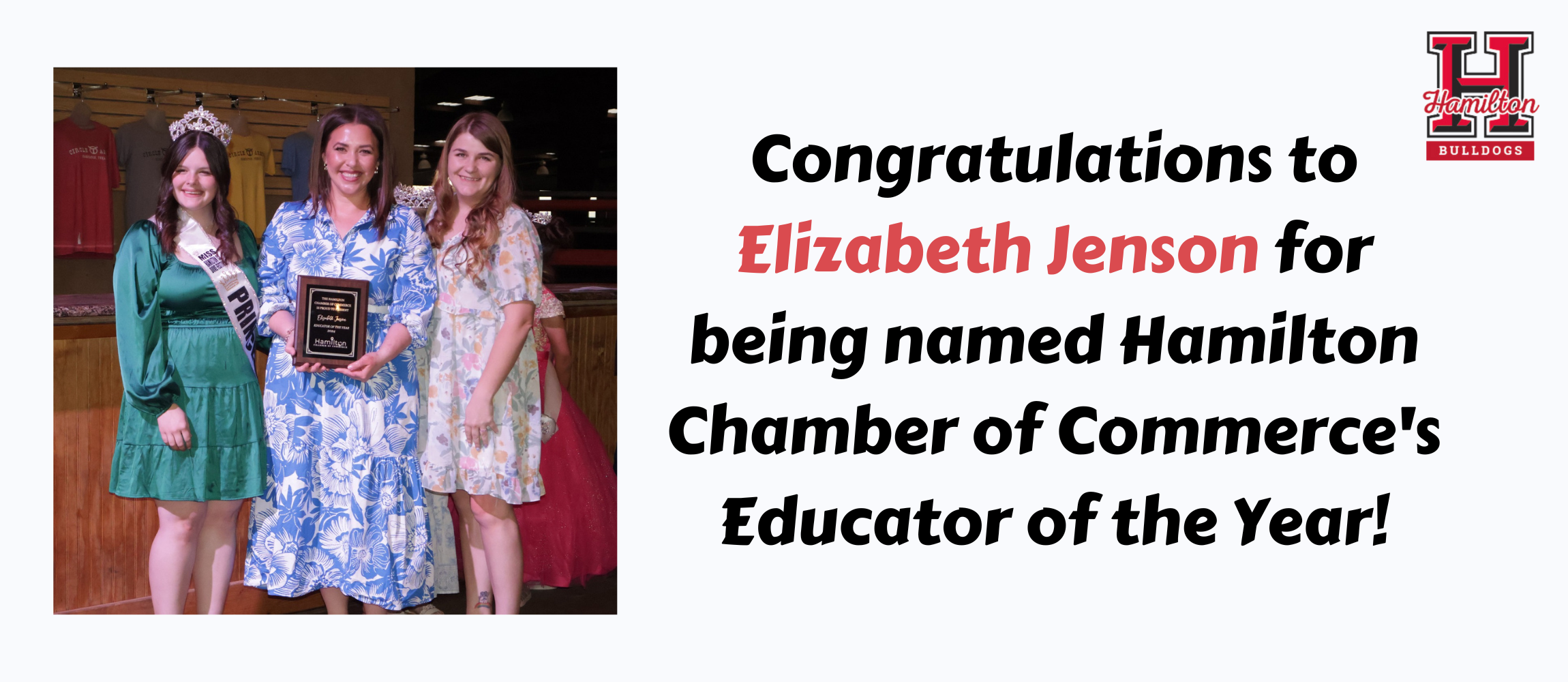 Hamilton Chamber of Commerce Recognizes Liz Jenson as Educator of the Year!