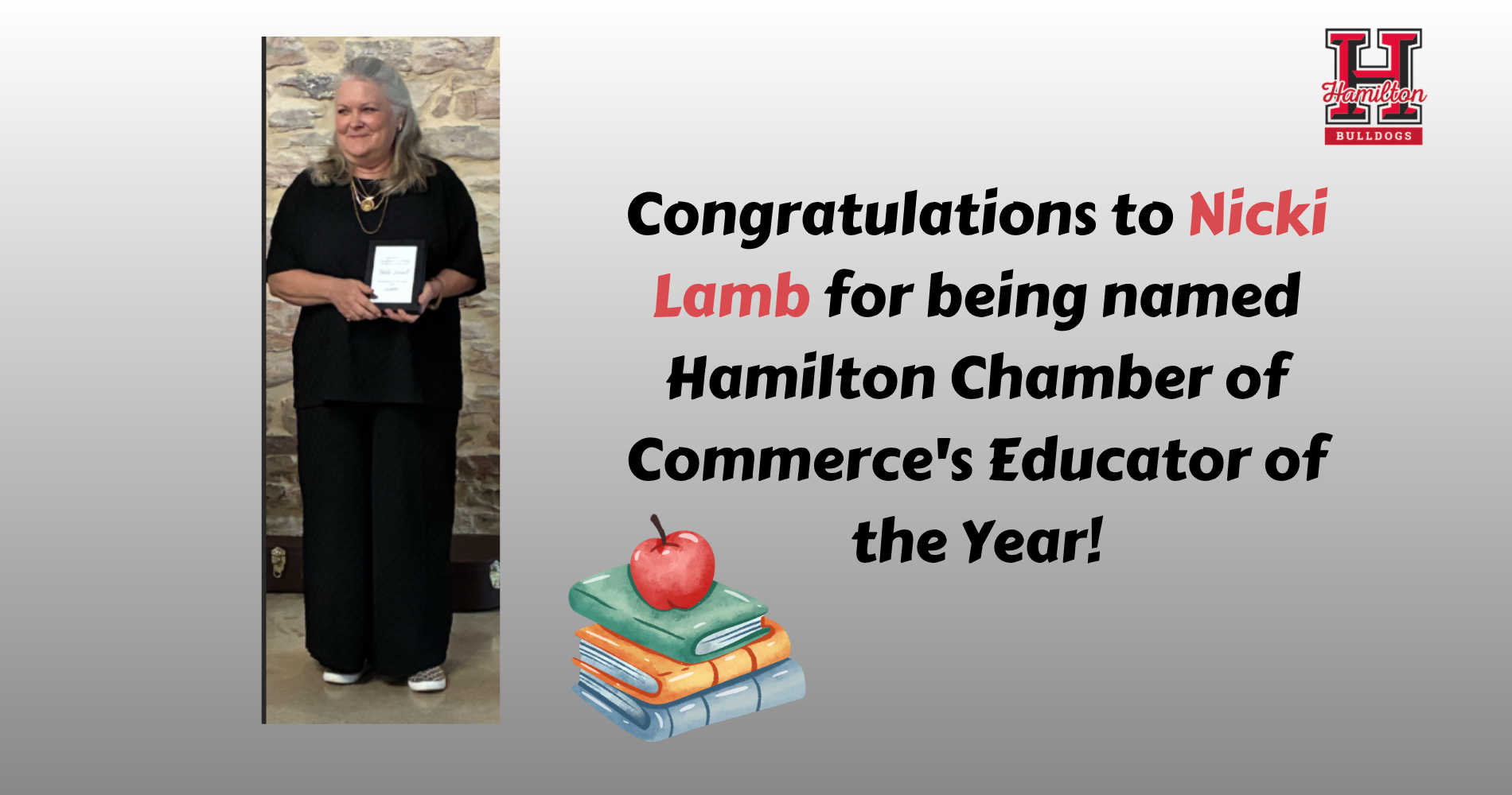 Nicki Lamb is named Hamilton ISD Educator of the Year