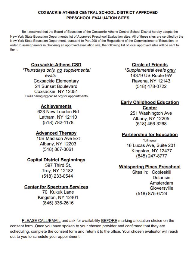 Approved Locations