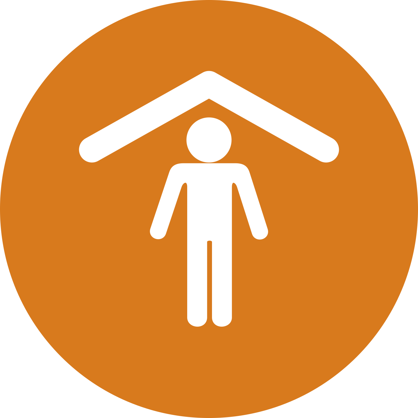 A roof over a person's head indicating shelter status