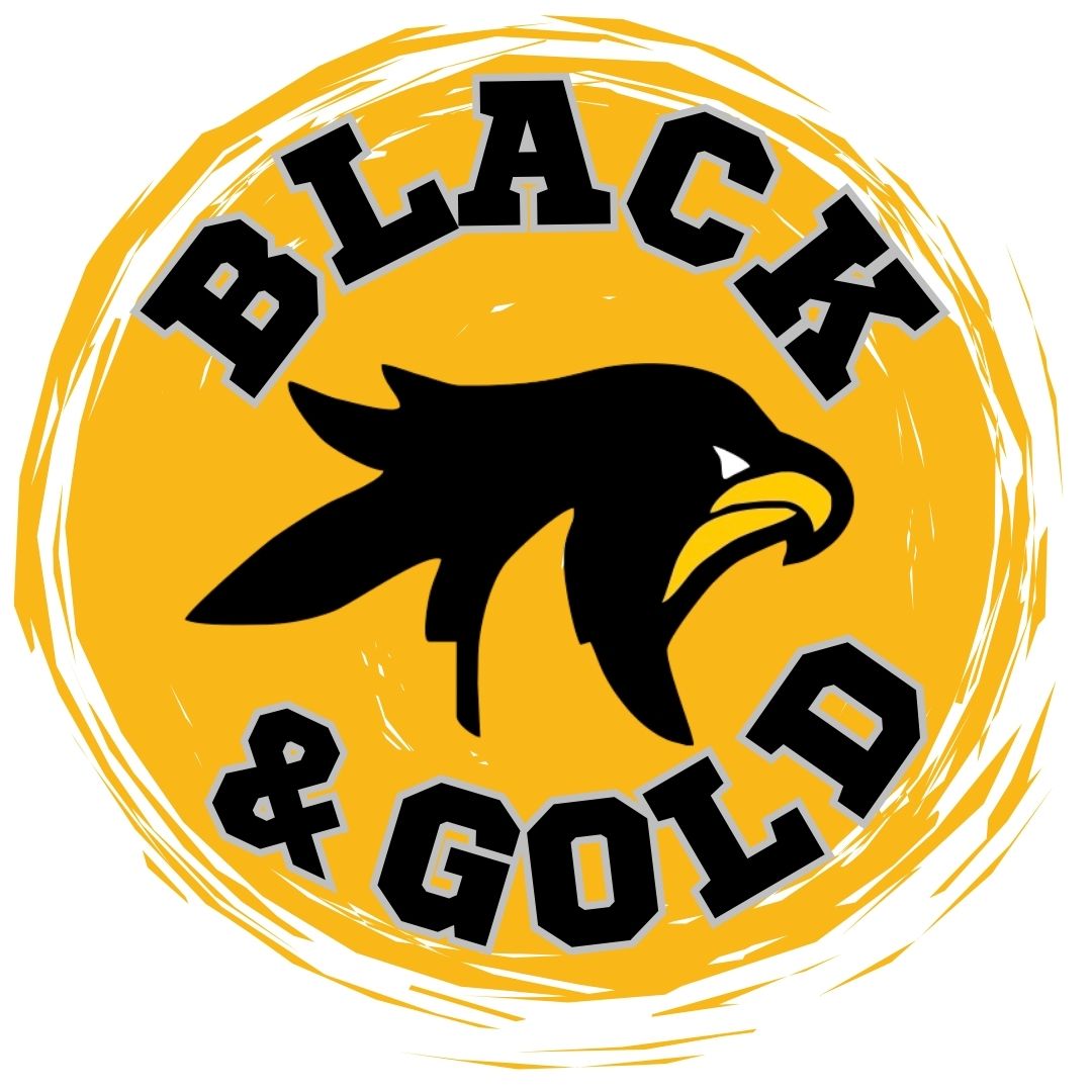 black and gold circle logo