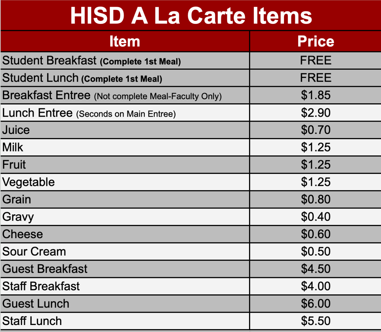 a la carte