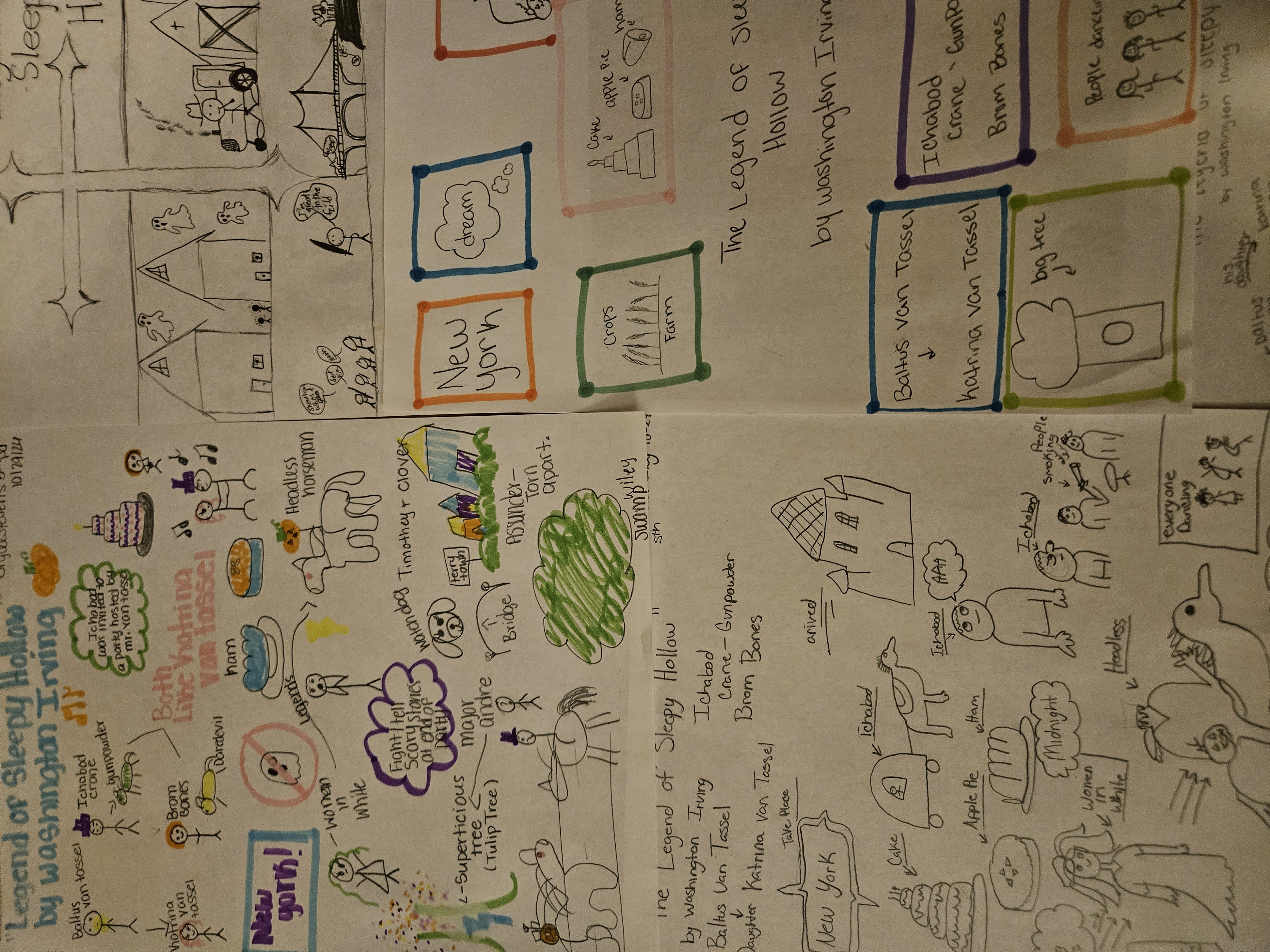 Student sketch notes on Washington Irving's The Legend of Sleepy Hollow