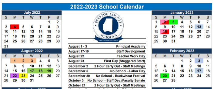 Calendar And Enrollment Preston County Schools