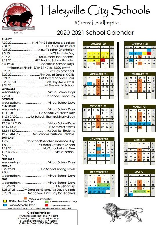 School Calendar | Haleyville High School