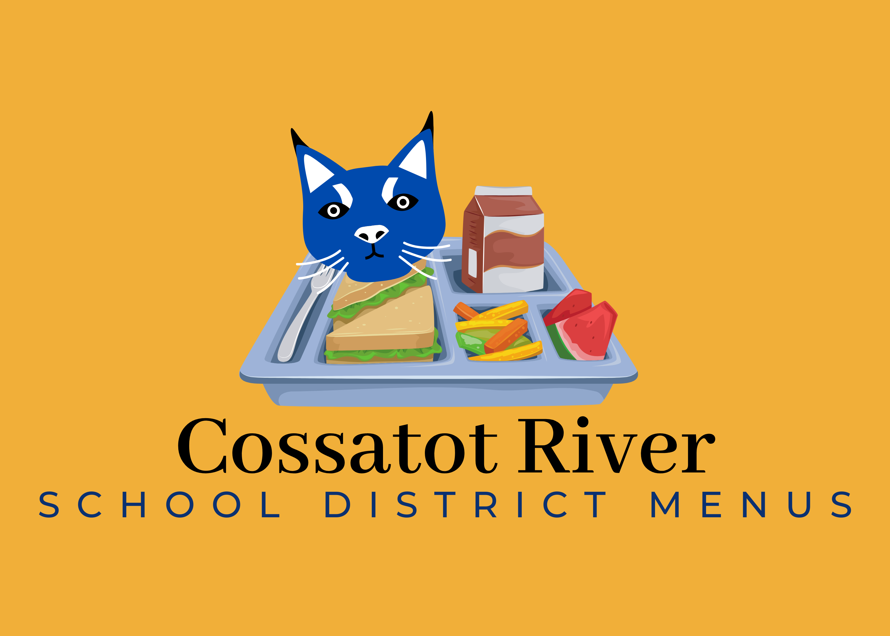 photo of a school lunch that says cossatot river school district menus