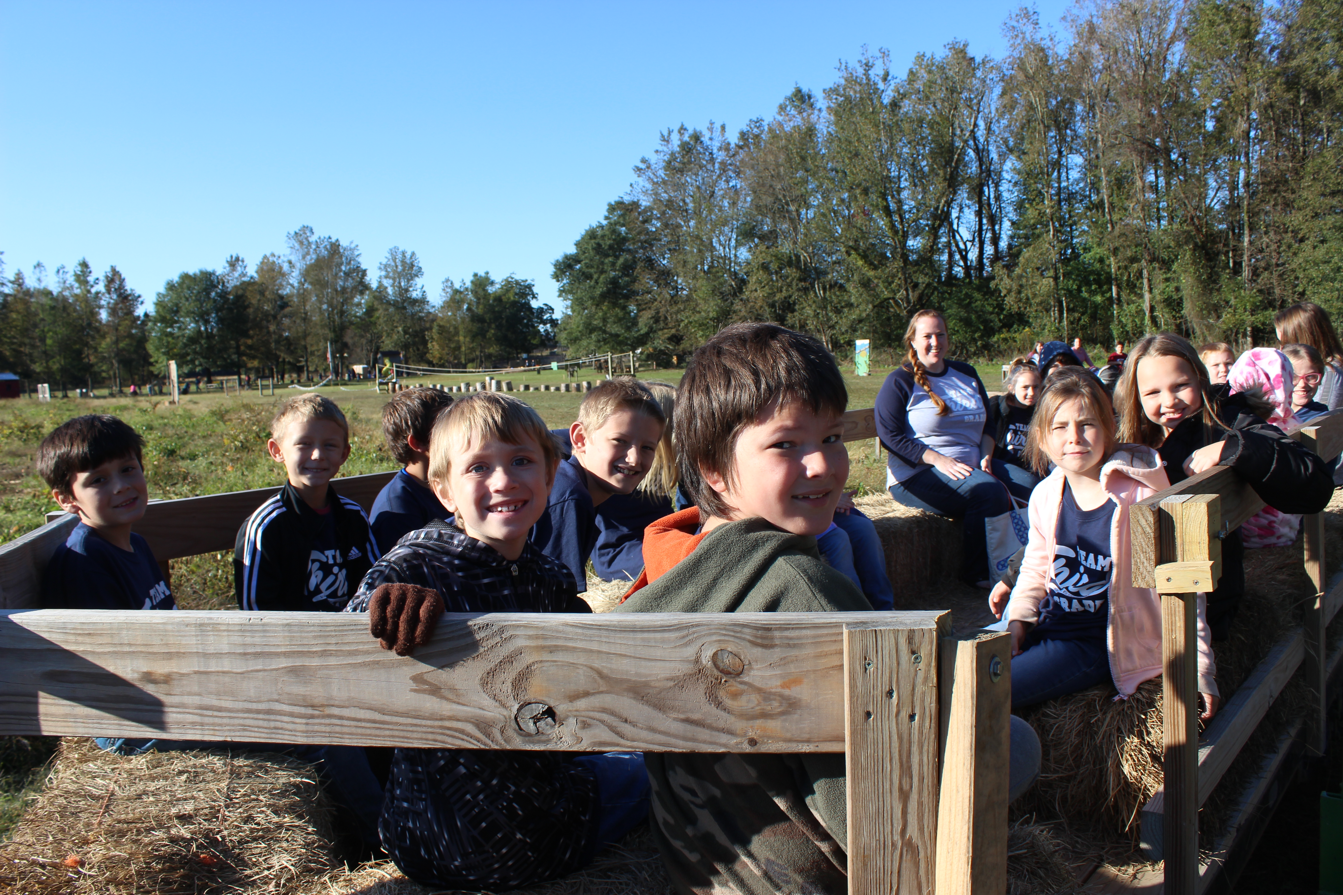 photo of students on a hay ride