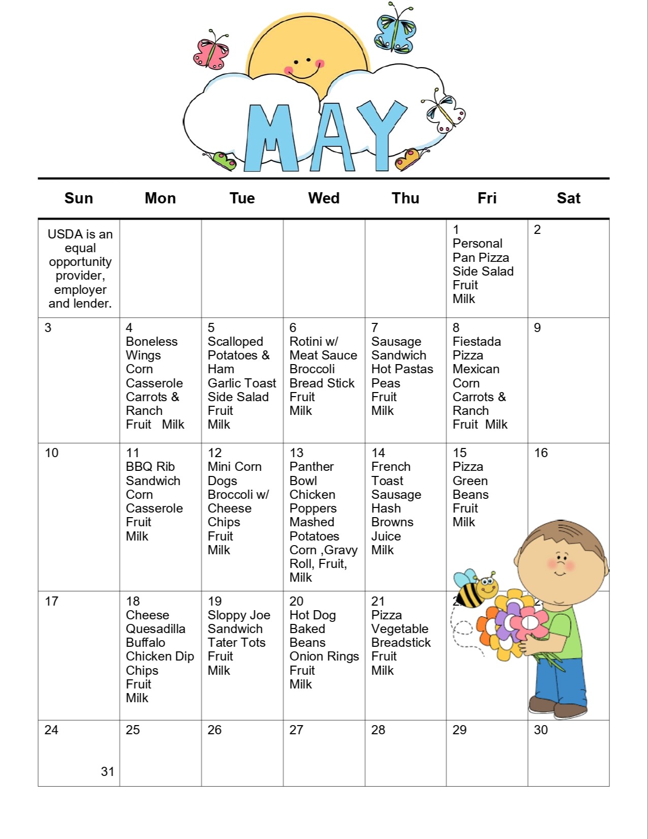 May Lunch Menu