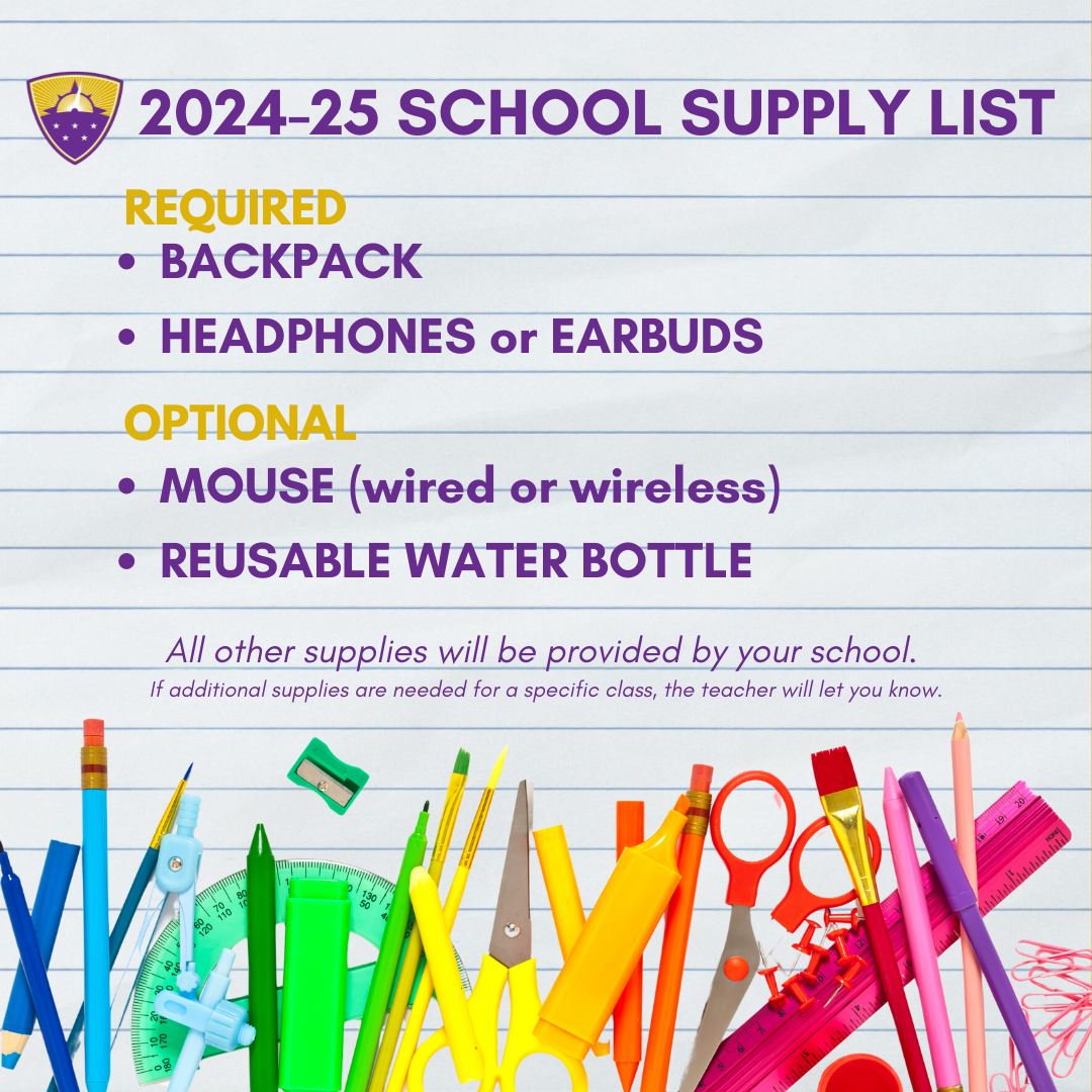 2024-25 School Supply List graphic