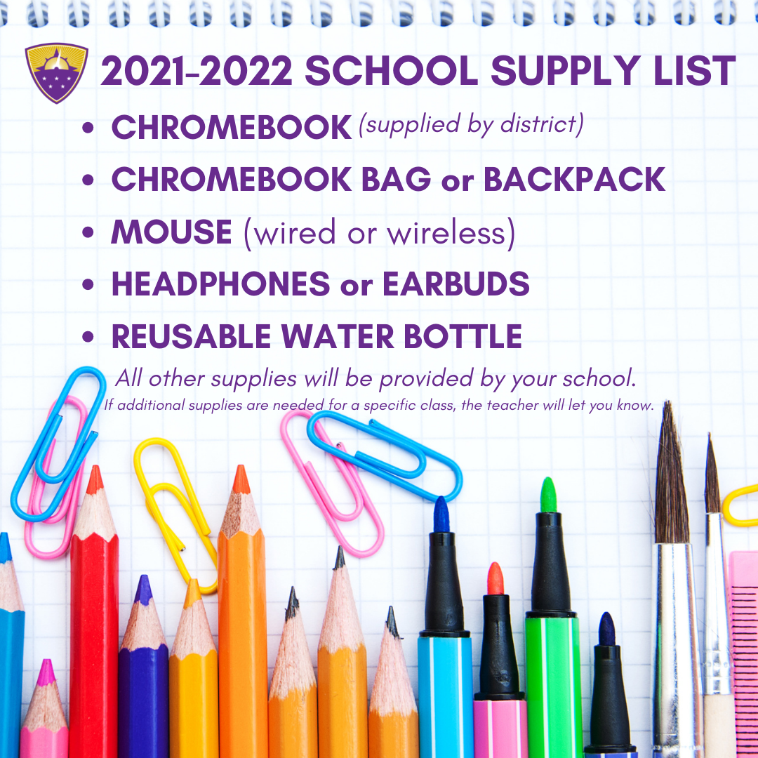 2021-22 School Supply List graphic