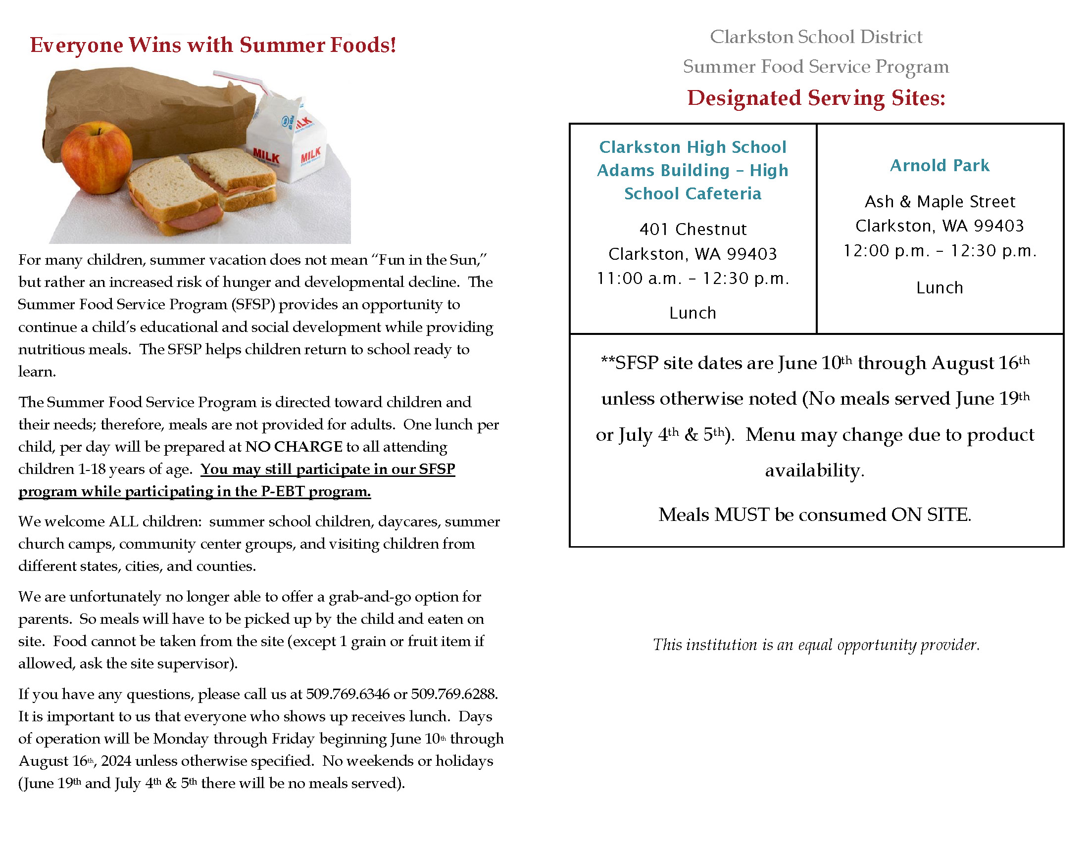 Summer Foods Brochure Pg 2