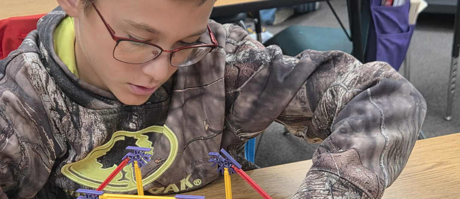 student working on  project