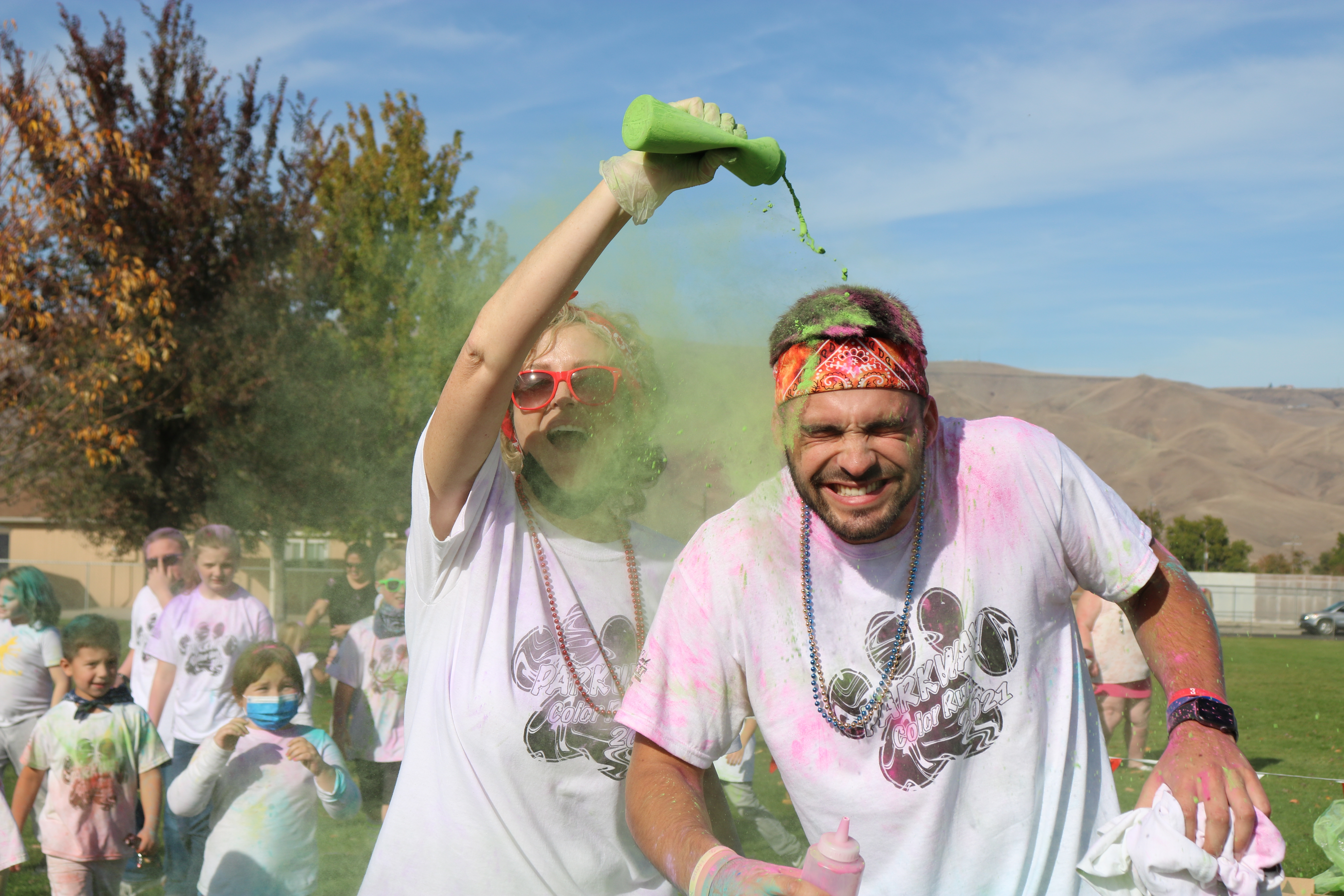 Parkway teacher participating in color run