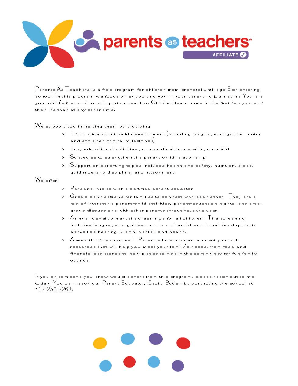 Parents as Teachers flyer