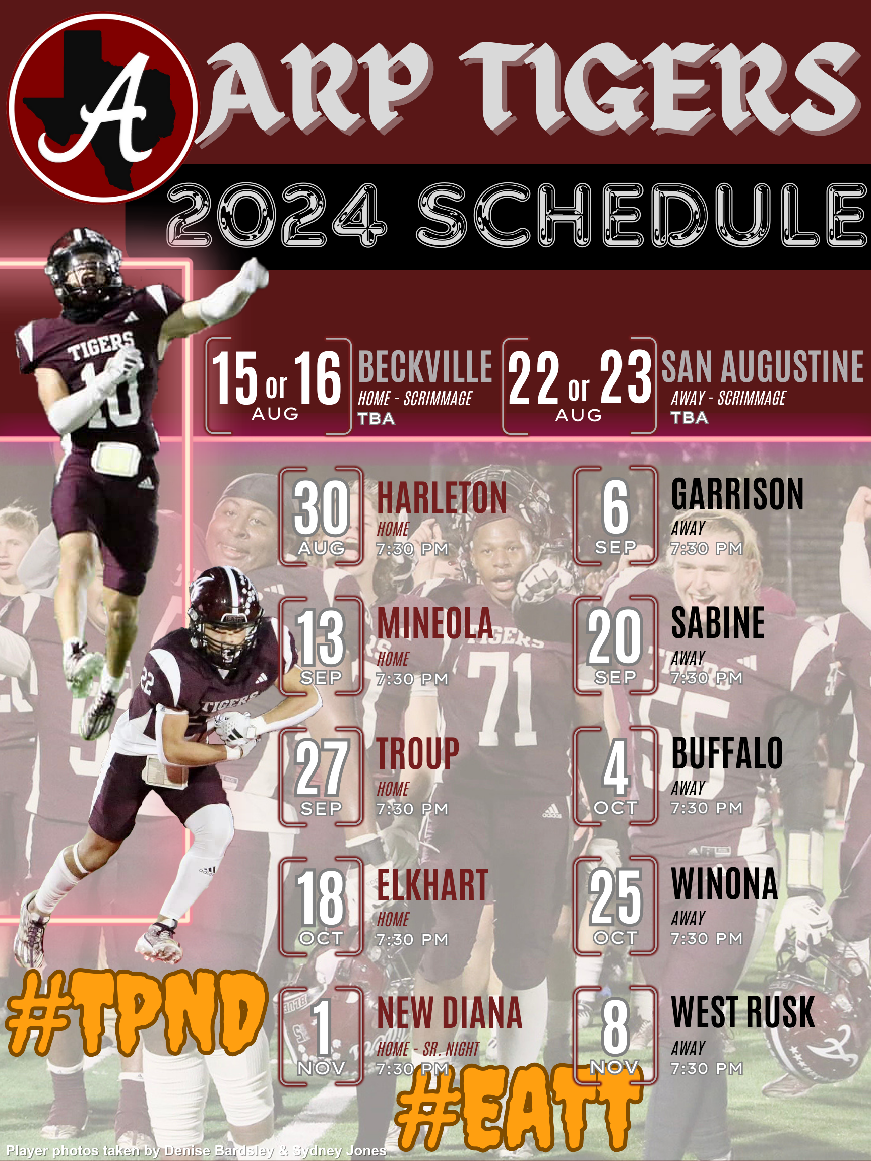 2024 Arp HS Tigers Varsity Football schedule