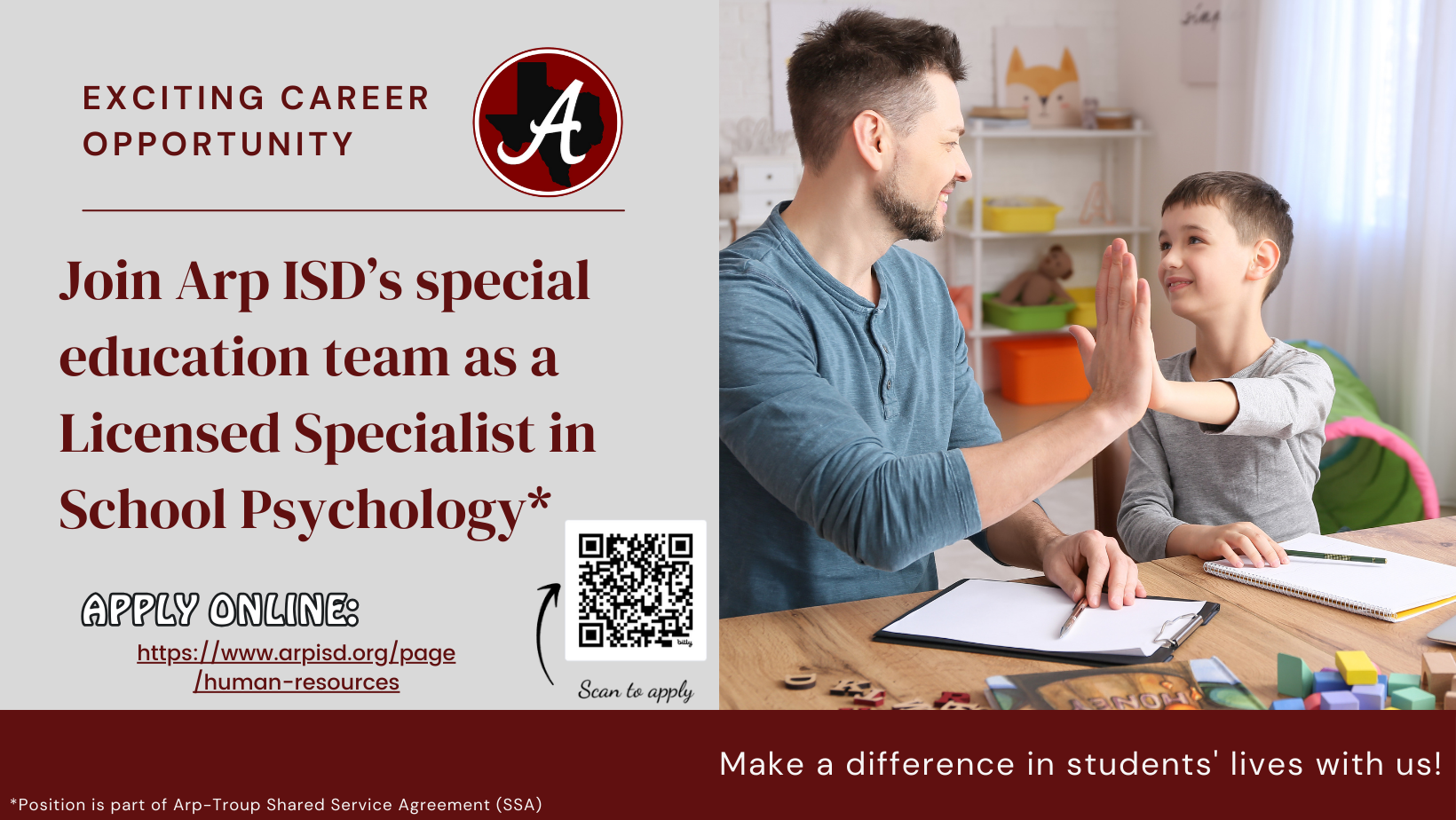 Arp-Troup SSA school psychologist job posting