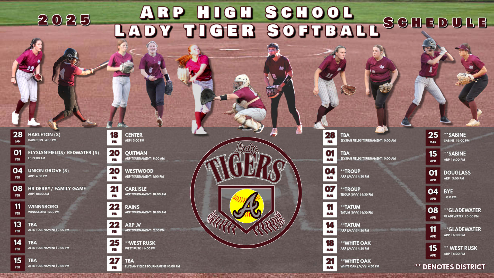 2025 Arp HS Softball schedule