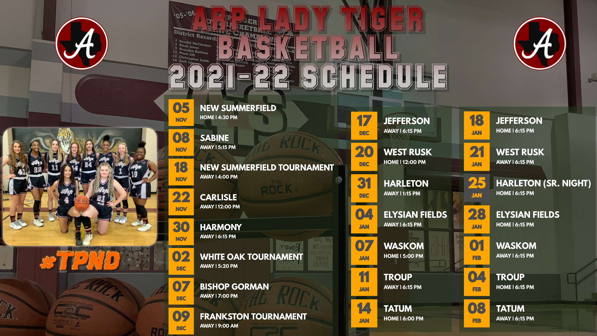 Arp girls basketball 2021-22 varsity schedule