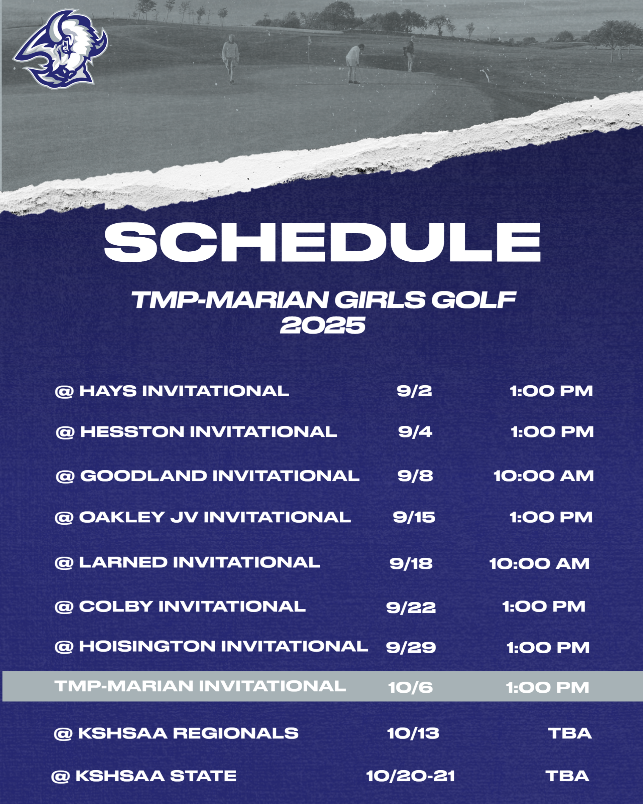 2025 HS Girls Golf Schedule