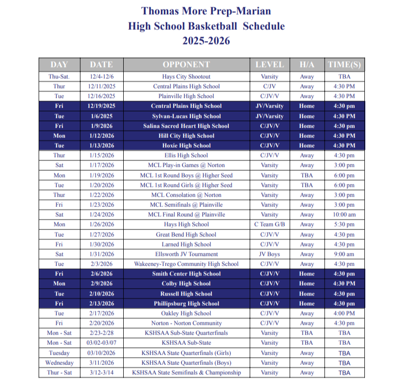 Basketball Schedule