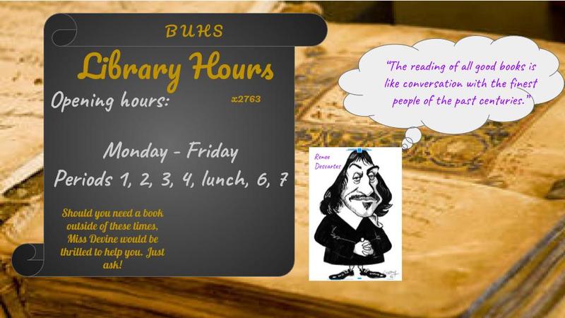 An image of Library hours information.