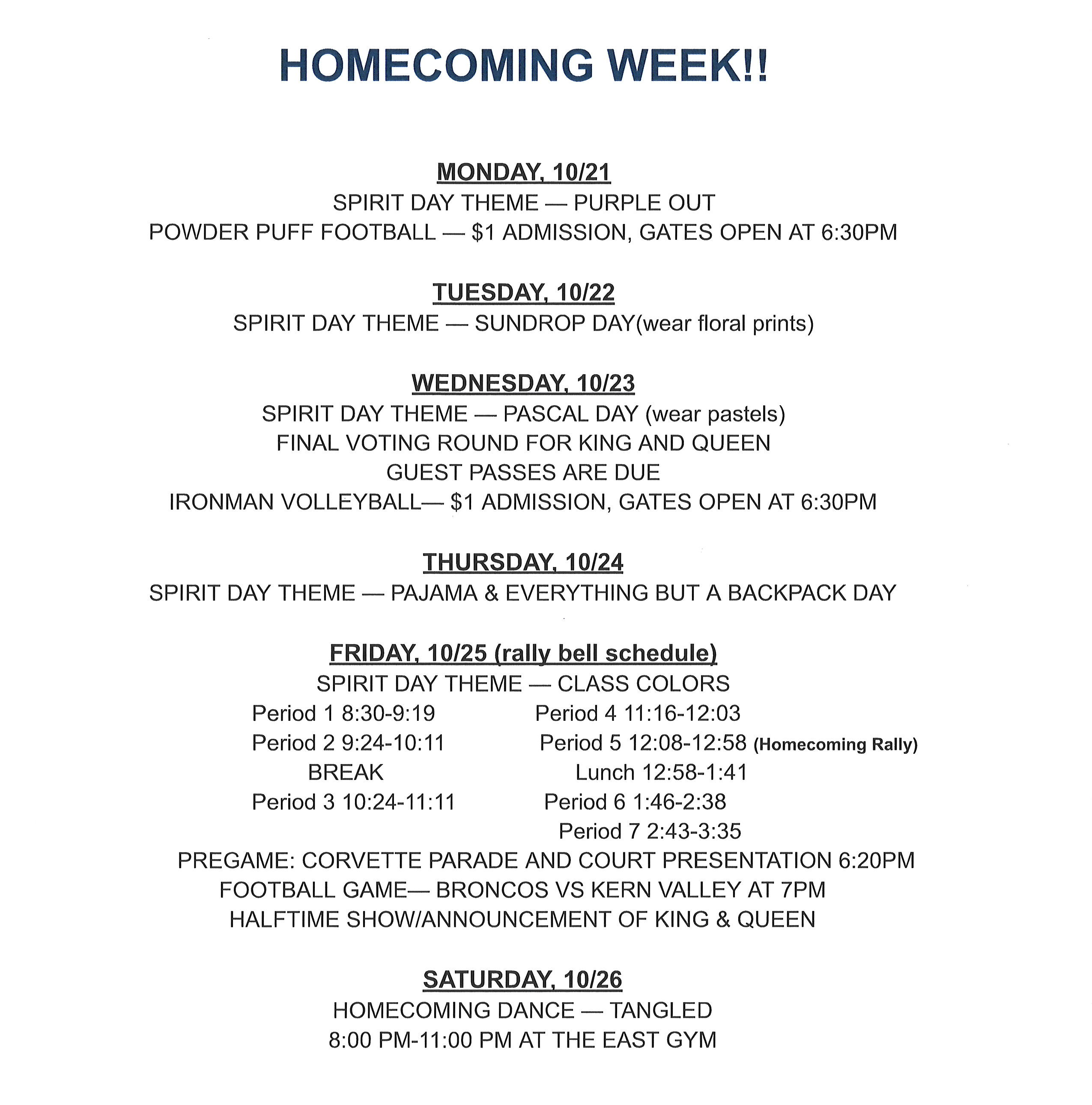 homecoming week