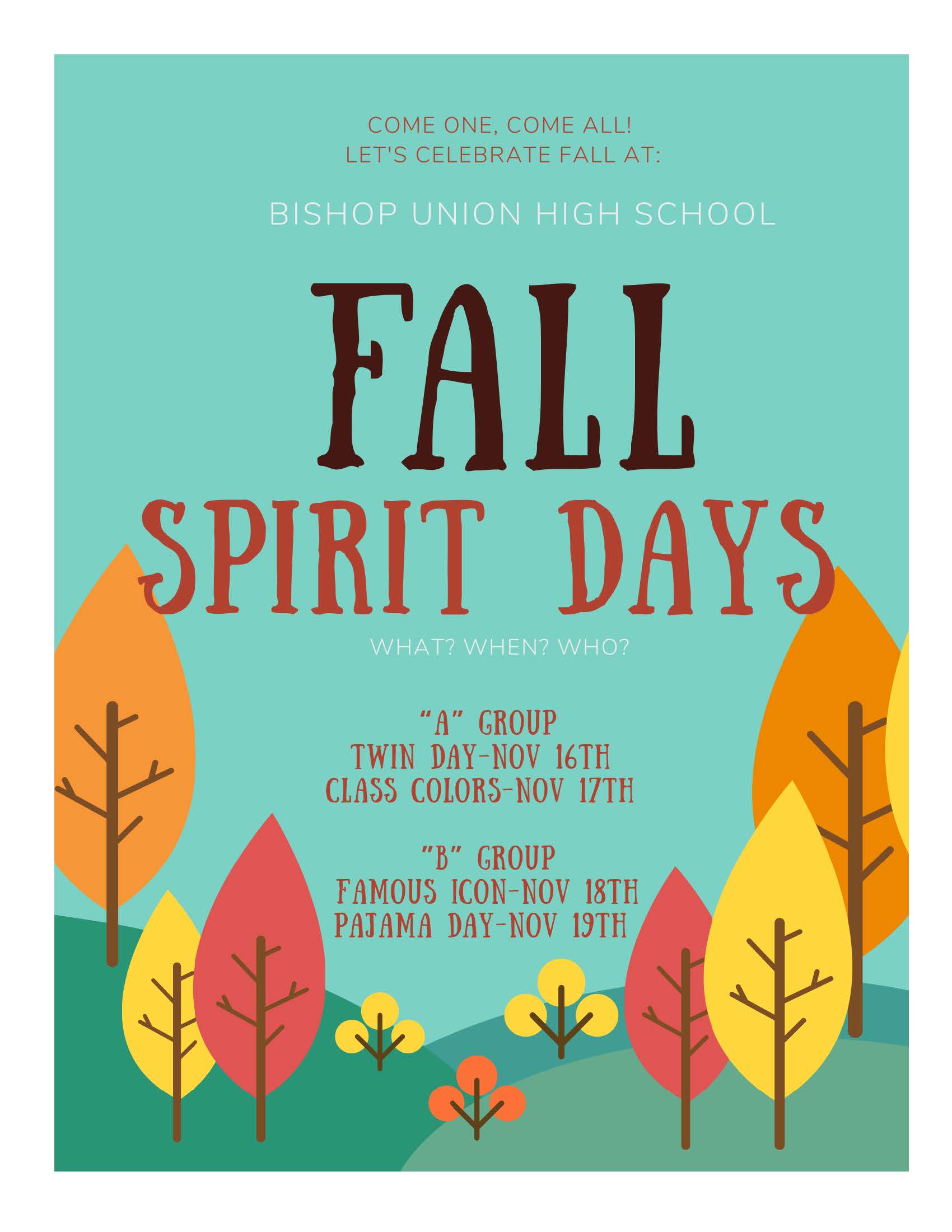 Fall Spirit Days