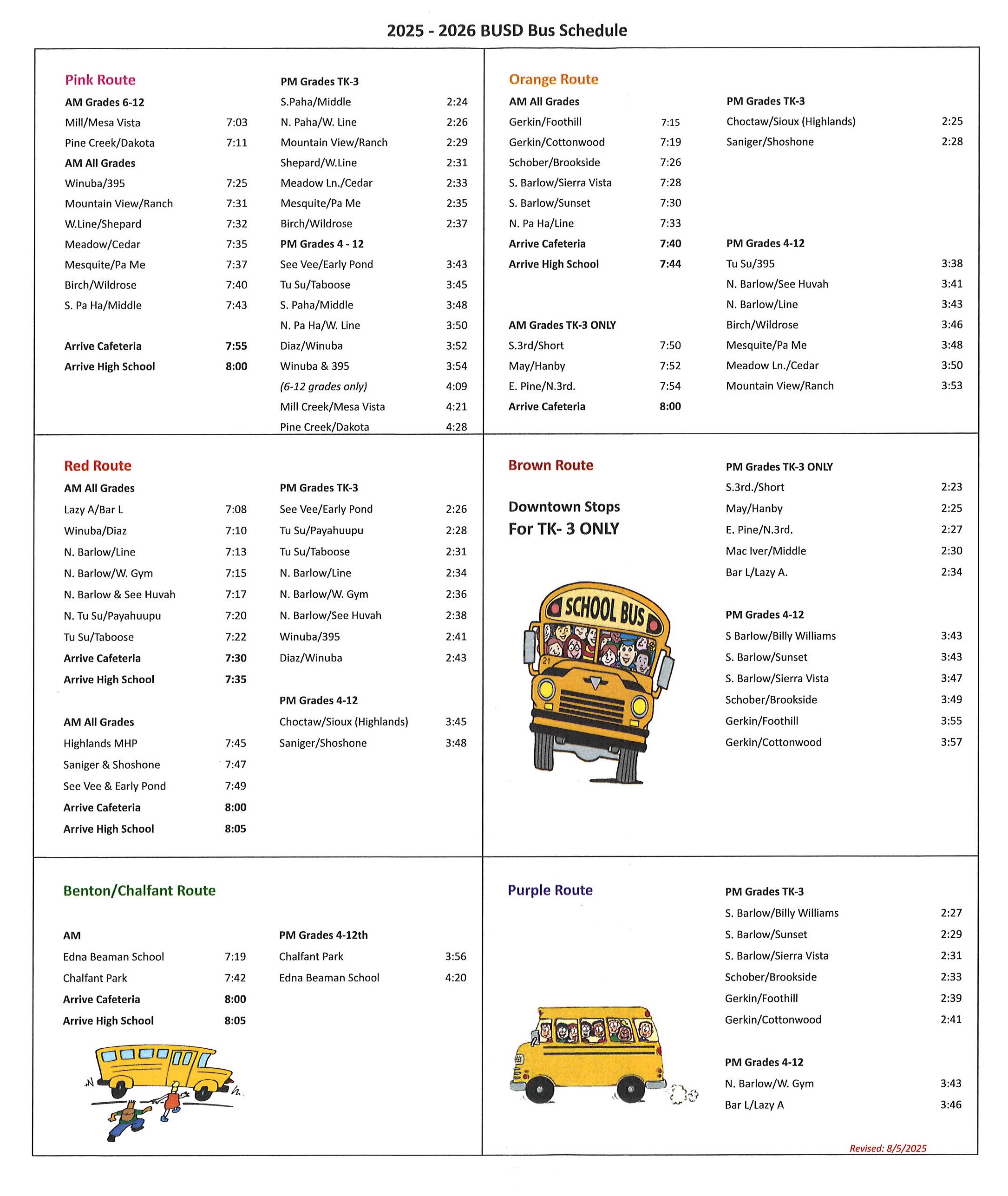 BUS SCHEDULE 25-26