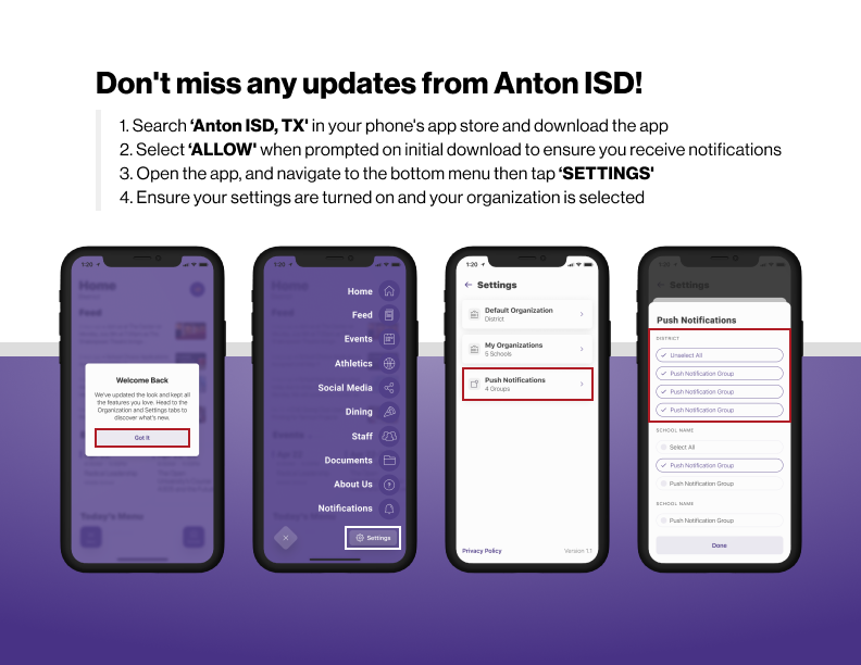 Don't miss out on updates from Anton ISD! Download the app