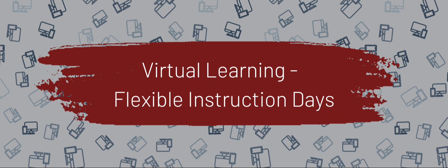 Banner with computers in the background that says 'Flexible Instruction Day'