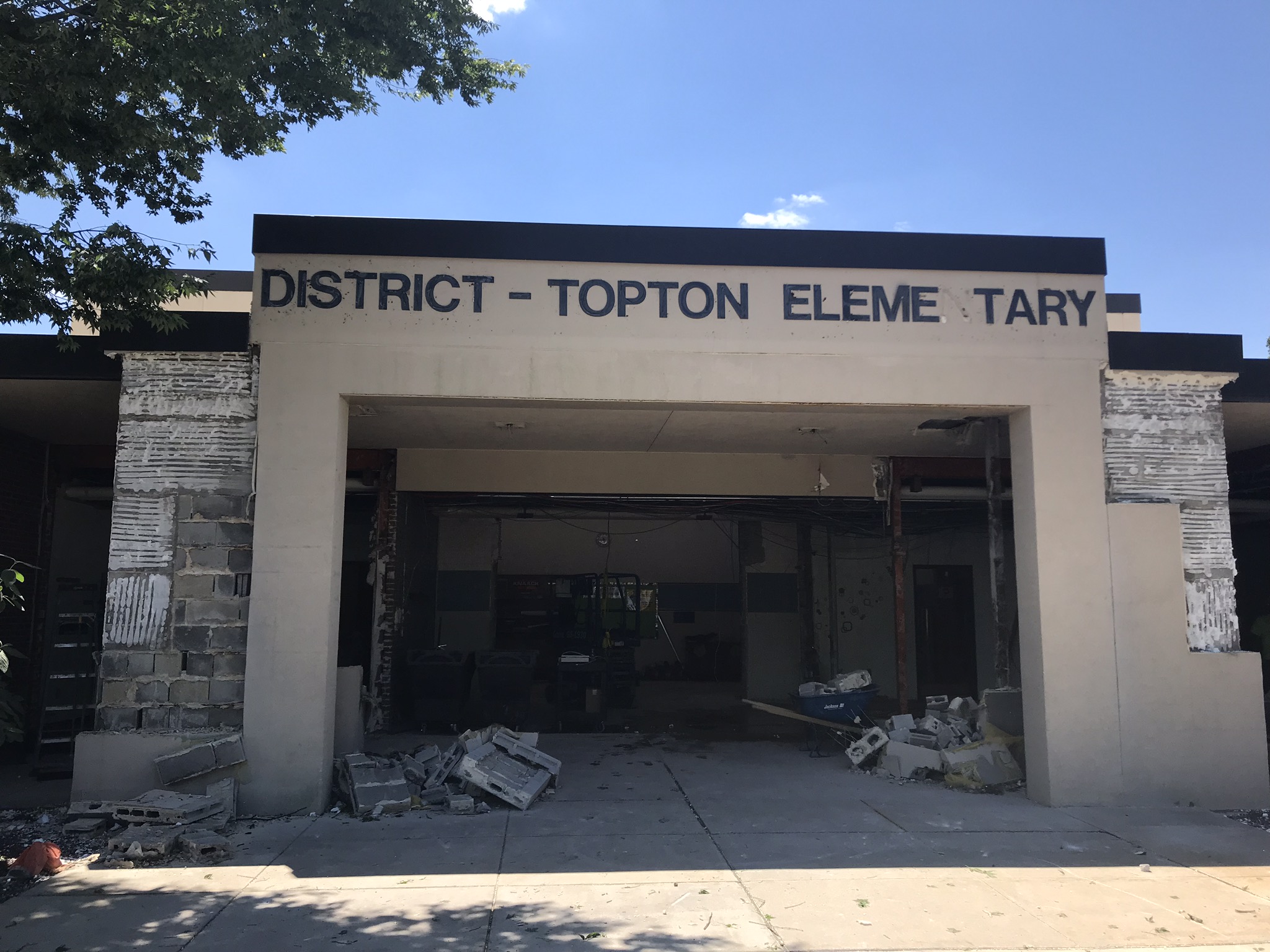 Old elementary entrance - demolition