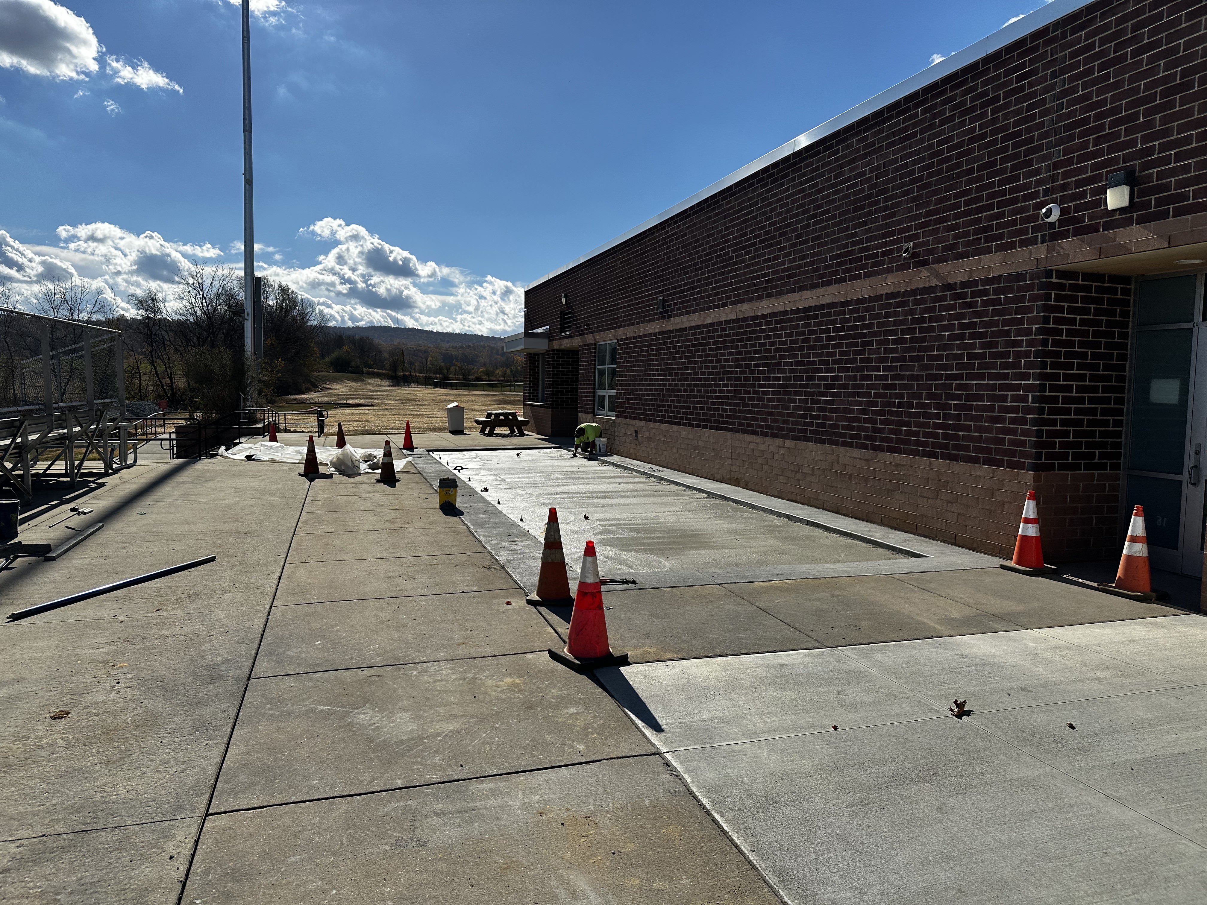 Concrete work along building