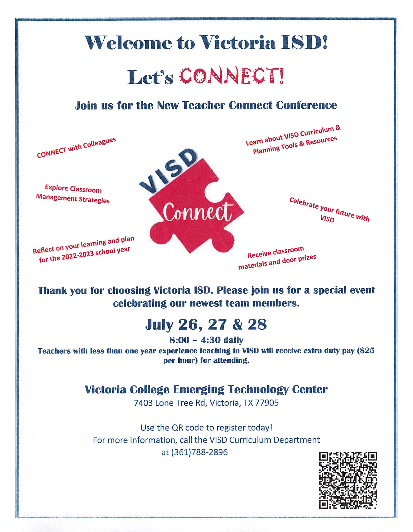 New Teacher Connect Conference Flyer Victoria ISD