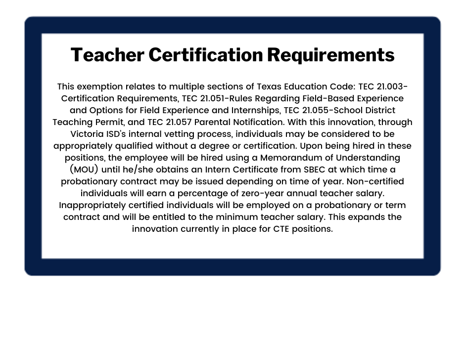 Teacher Cert Requirements