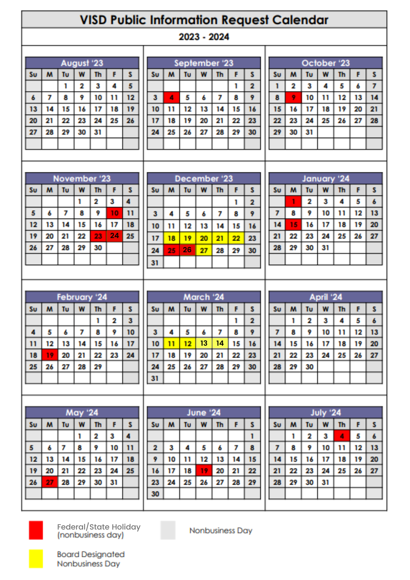 PIO Request calendar