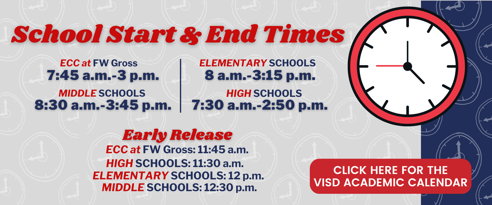 visd campus start and end times