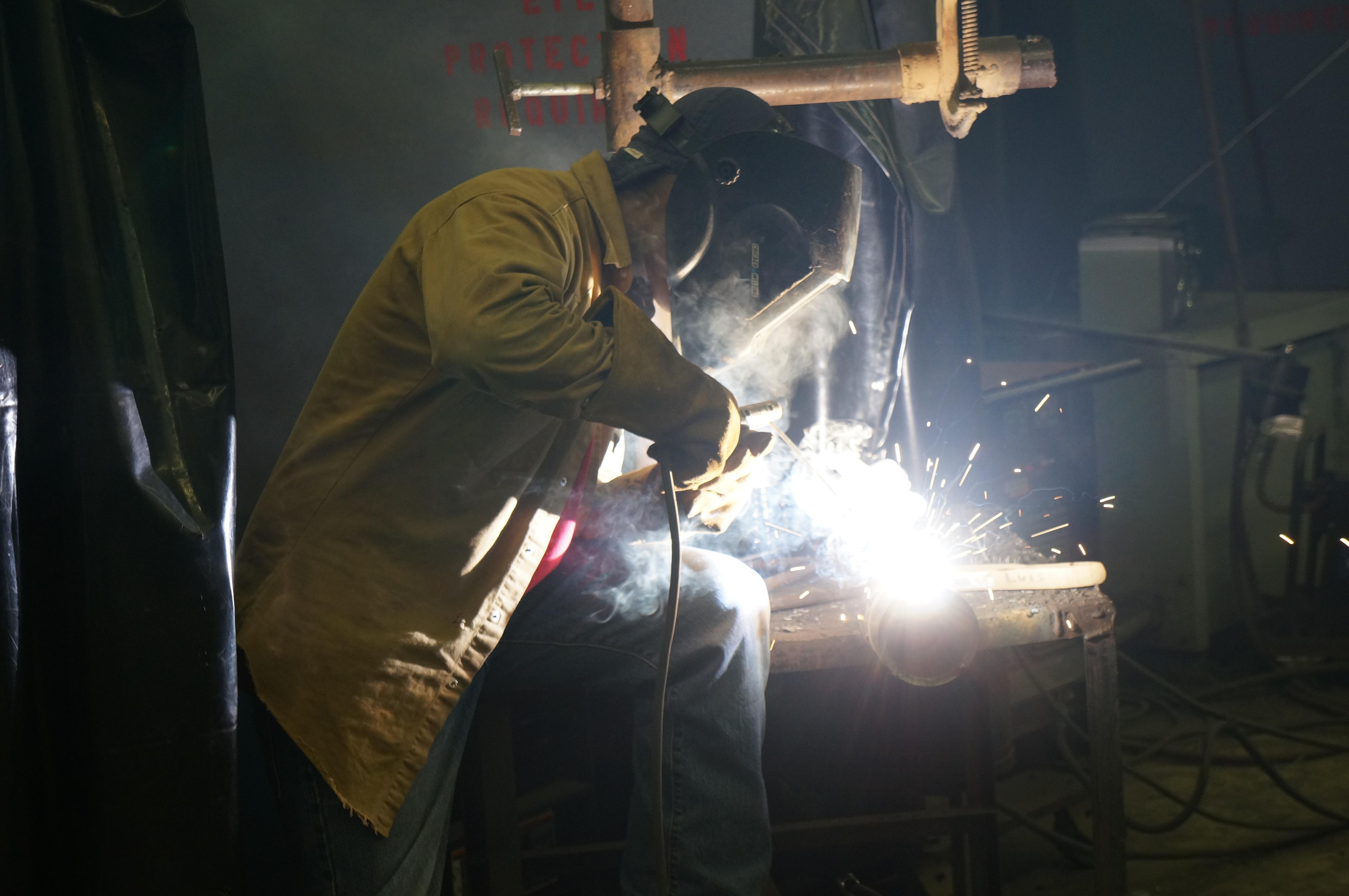 Student welding