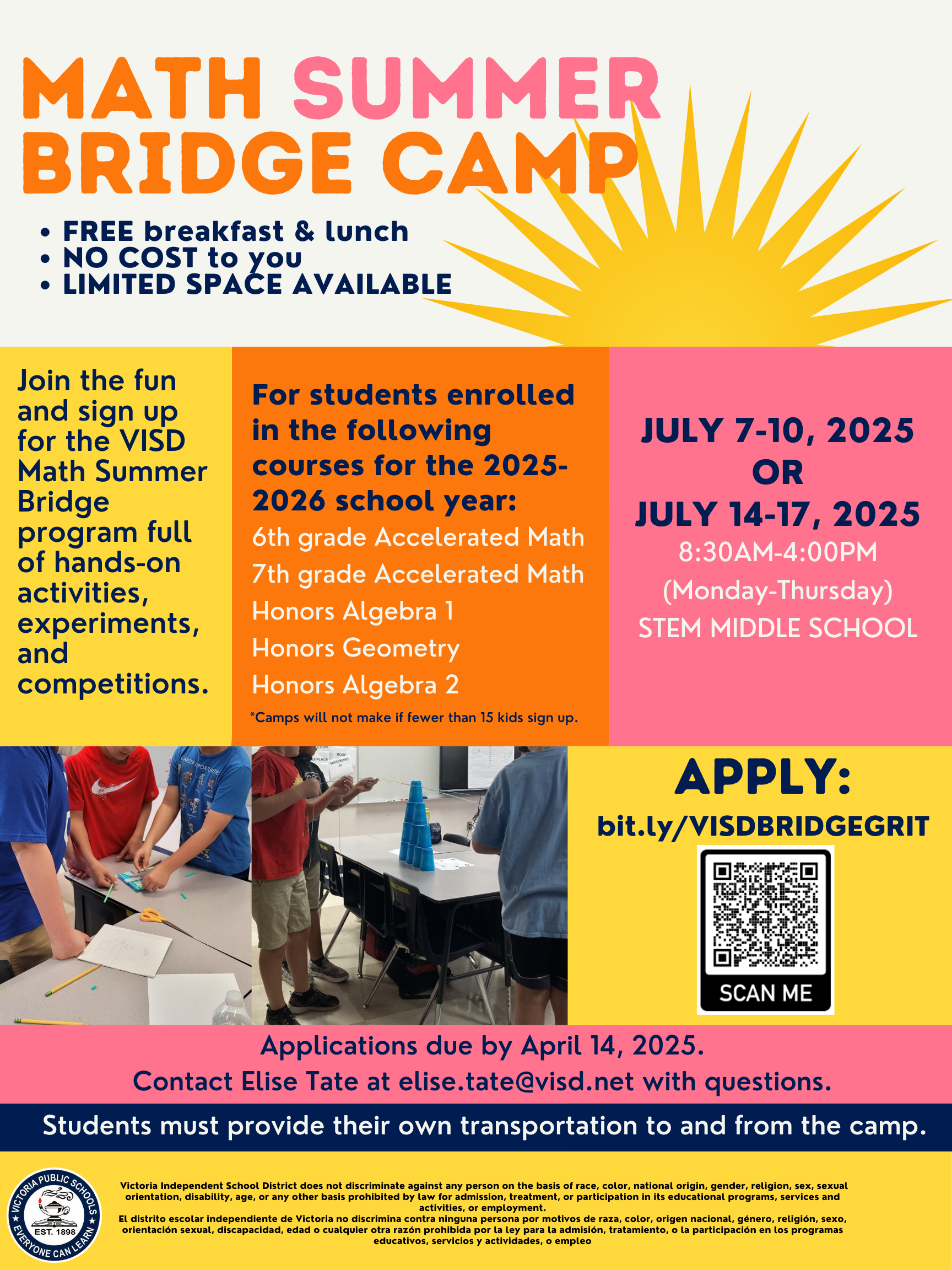 Math Summer Bridge flyer