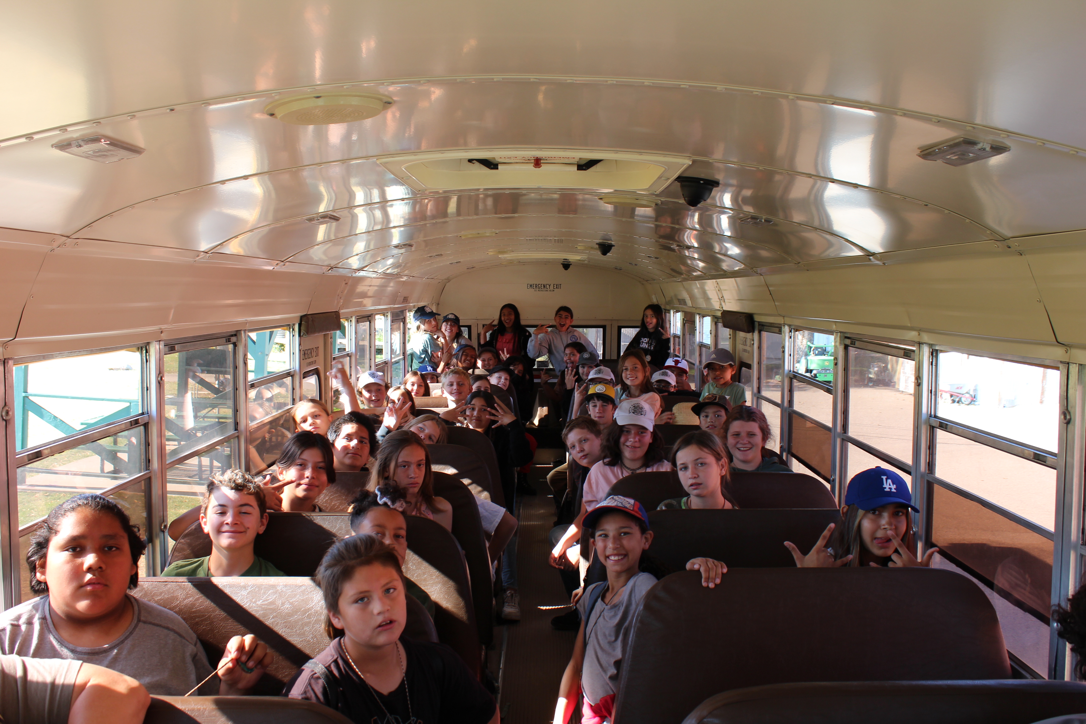 Science Camp Bus - Everyone is excited for the Lava Tubes.