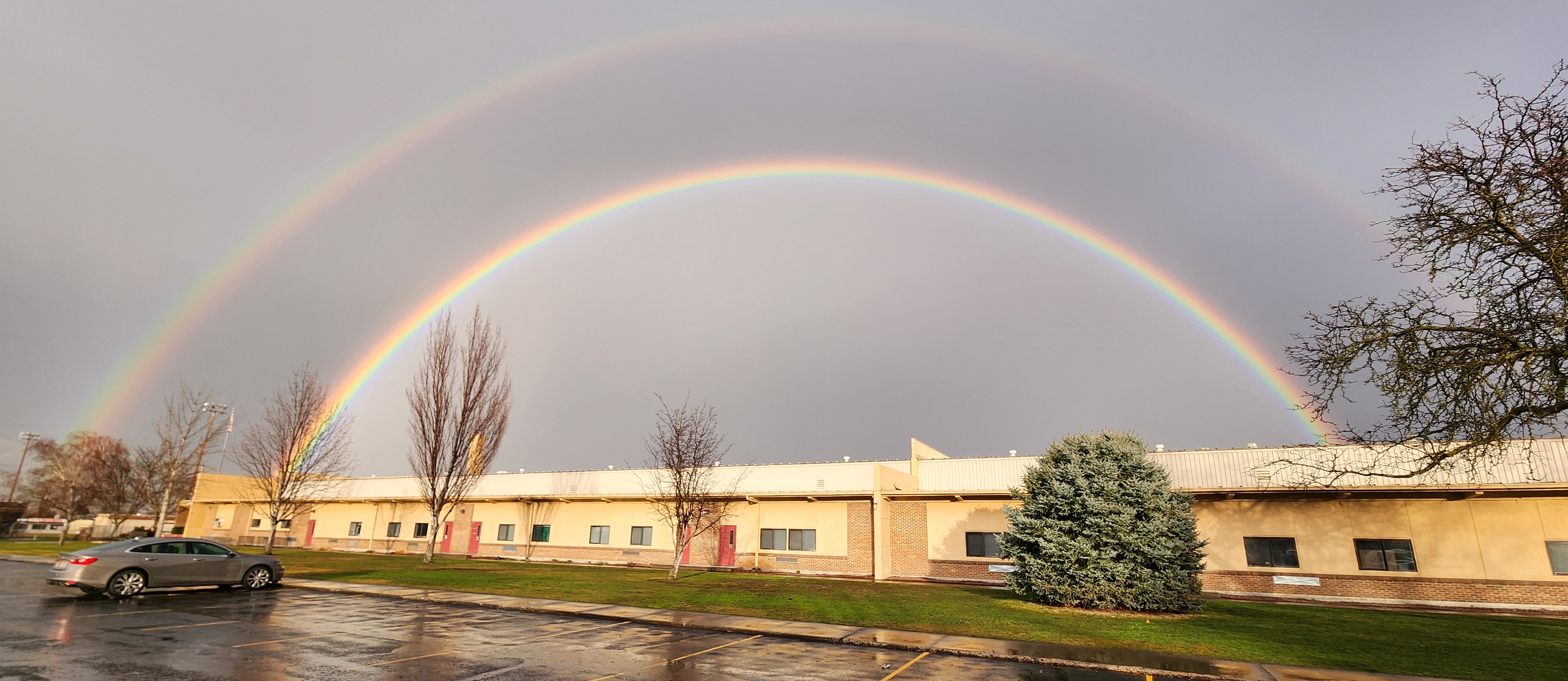 Double rainbow over Parkway Elementary