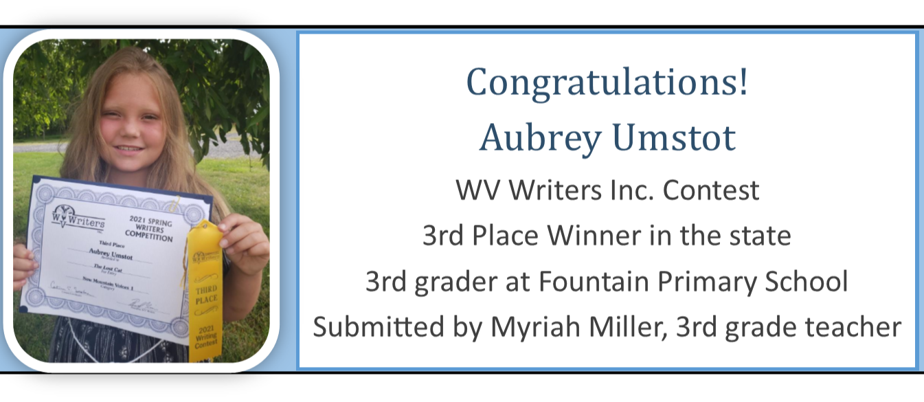 Aubrey Umstot - WV Writers Inc. - 3rd Place State Winner