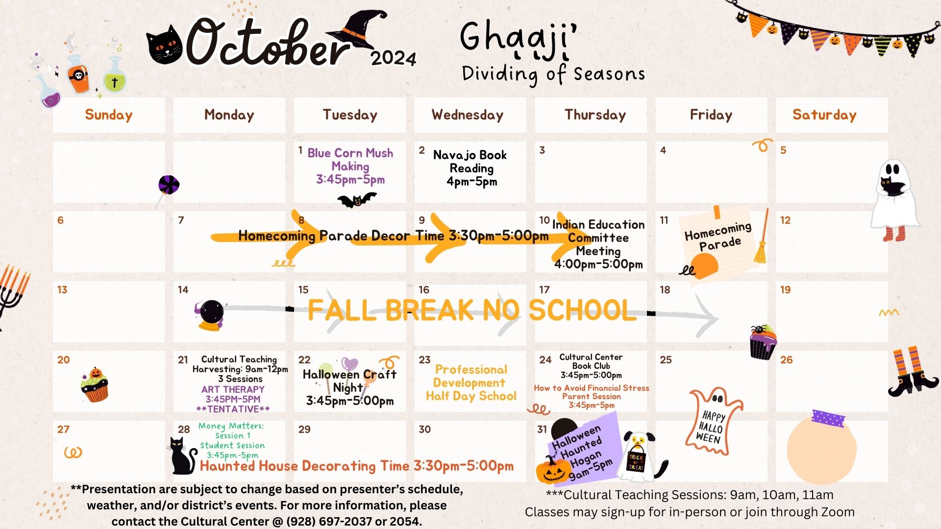 October Schedule