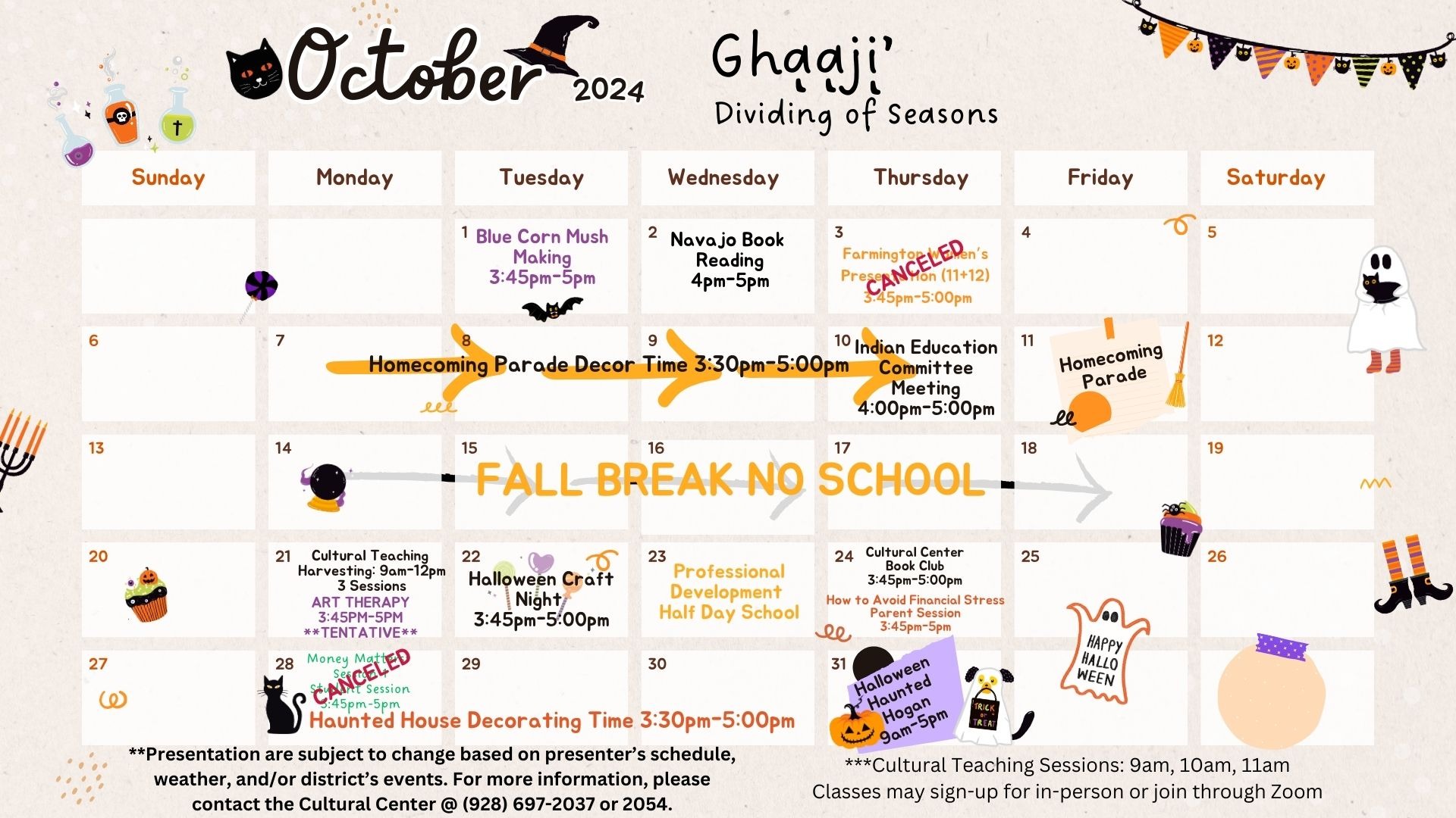 October Schedule