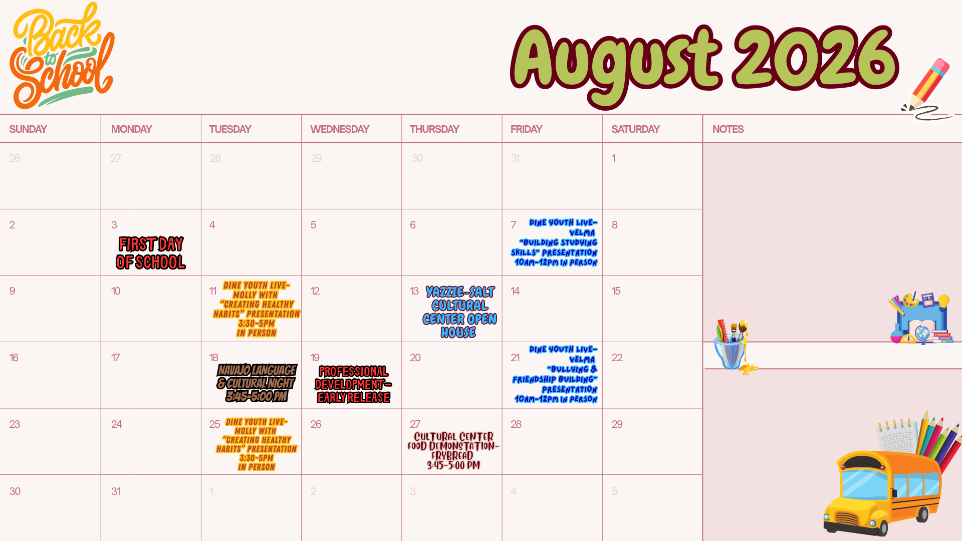 August Calendar